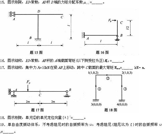 全国2009年4月高等教育自学考试结构力学(二)试题(图6)