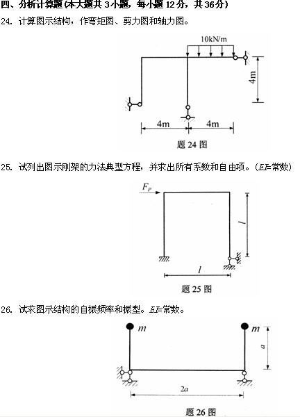 全国2009年4月高等教育自学考试结构力学(二)试题(图9)